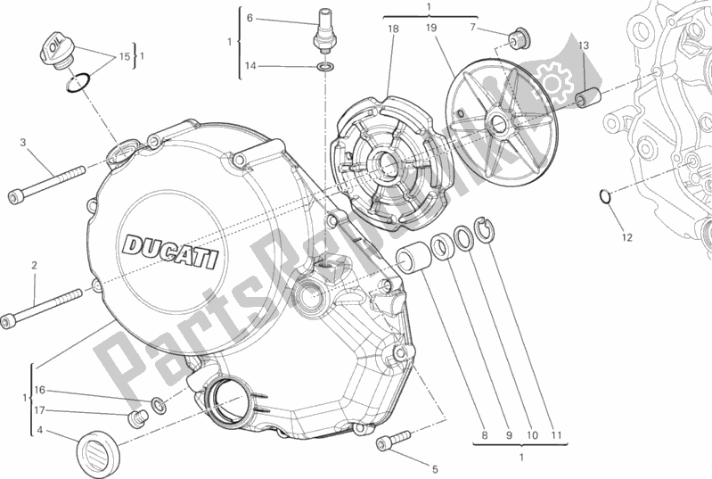 Tutte le parti per il Coperchio Frizione del Ducati Monster 796 ABS Anniversary 2013